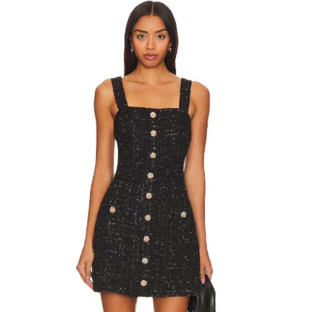 Amanda Uprichard "Archie" Sparkle Black Tweed Dress